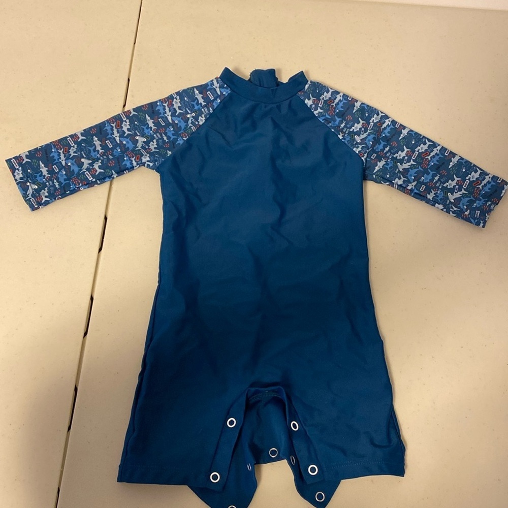 Blue shark one piece swimsuit